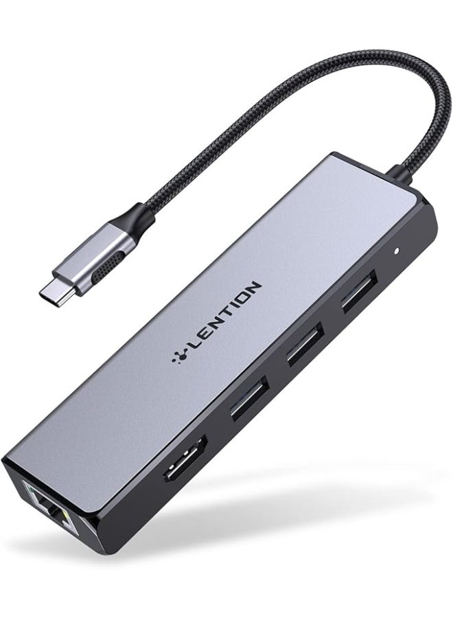 Lention LENTION USB C Hub with 4K HDMI, Gigabit Ethernet, 3 USB 3.0 & Type C Charging for 2023-2016 MacBook Pro, New Mac Air/Surface/Chromebook/Steam Deck, More, Stable Driver Adapter (CB-C65, Silver)  - Image 4