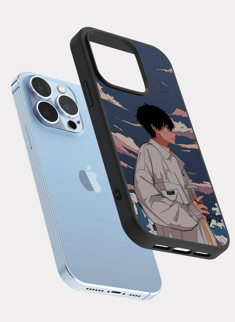 بكسلات كفر ايفون 13 برو شخصية انمي رمادي - Image 2