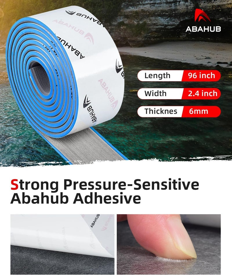 Abahub أرضية قارب ذاتية اللصق من Abahub | أرضية قارب بحرية من رغوة EVA، لوح خشب تيك صناعي قابل للقص، غير قابل للانزلاق ومريح للقوارب ذات المحركات والقوارب العائمة وقوارب جون وعربات التخييم - Image 3