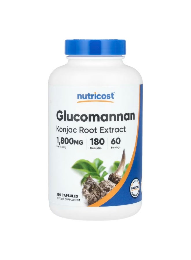 Nutricost Glucomannan Konjac Root Extract 1800 mg 180 Capsules (600 mg per Capsule) - Image 1