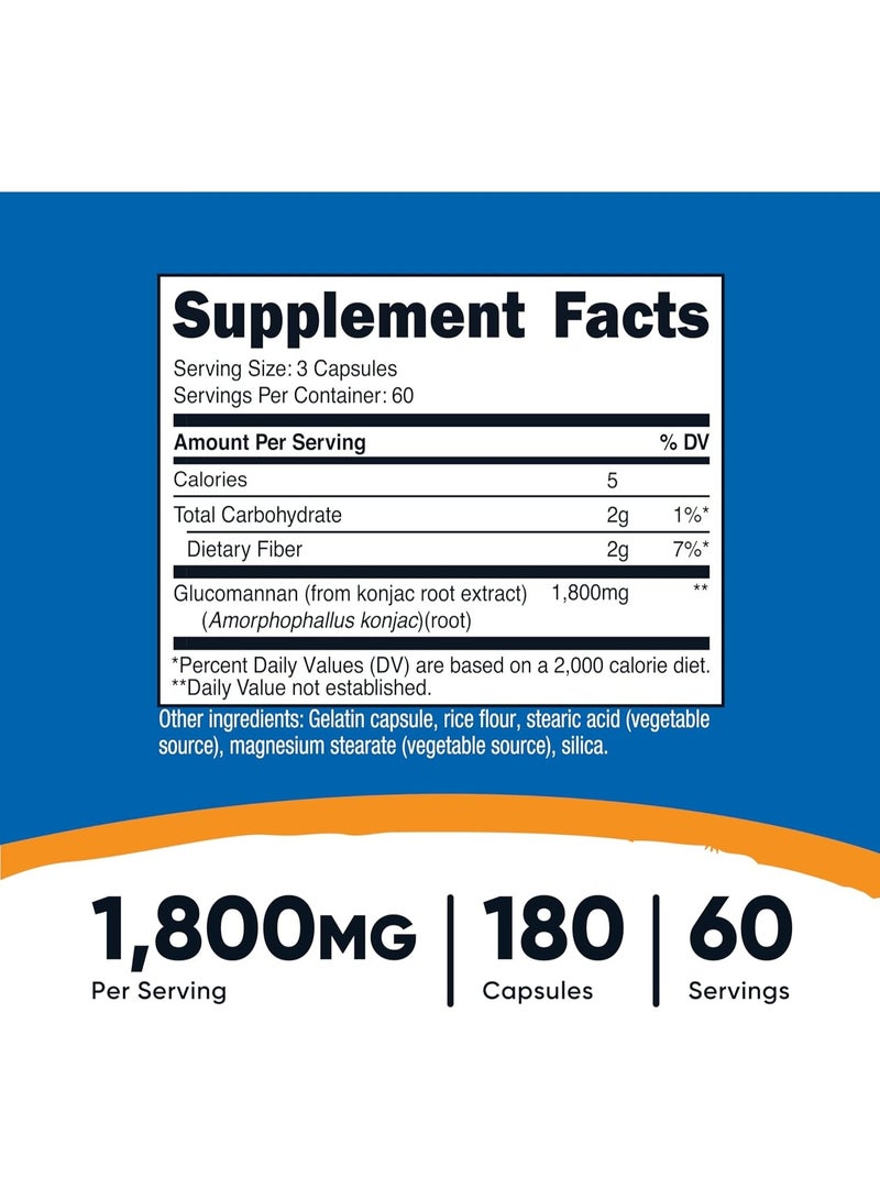 Nutricost Glucomannan Konjac Root Extract 1800 mg 180 Capsules (600 mg per Capsule) - Image 2