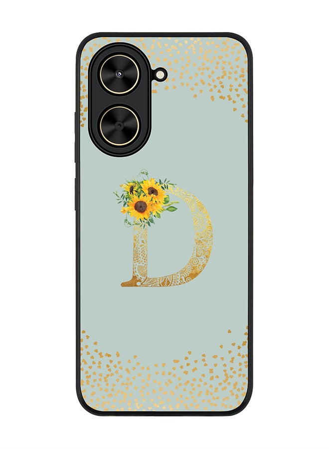 Stylizedd For Xiaomi Poco C71 / Redmi A5 4G Case,Slim fit Camera Protection, Shockproof Thin Phone cover  - Custom Floral Monogram - D  (Light Grey )