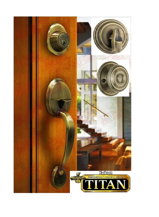 كويكسيت كالون باب امريكي مزود بمقبض وكالون امان بمفتاحين مخصص للابواب والفيلات والشركات ذهبي اوكسيد امريكي الصنع - Image 1