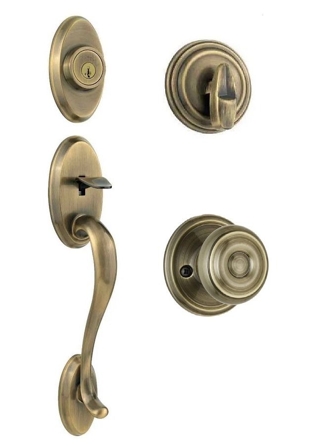 كويكسيت كالون باب امريكي مزود بمقبض وكالون امان بمفتاحين مخصص للابواب والفيلات والشركات ذهبي اوكسيد امريكي الصنع - Image 3