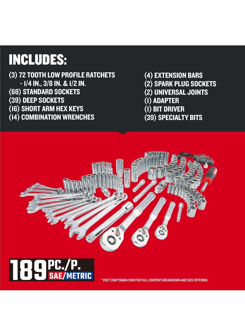 CRAFTSMAN CRAFTSMAN Mechanics Tool Set 14 and 38 Inch Drive 189 Piece CMMT12134  - Image 3