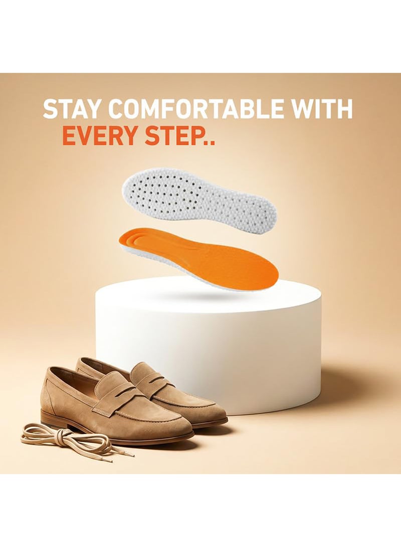 Tishta Orthopedic Shoe Insole for Men - Cushioned Support - Cut-to-Size (41-46) - (Orange-White) - (1 Pair) (Silicone) - Image 5