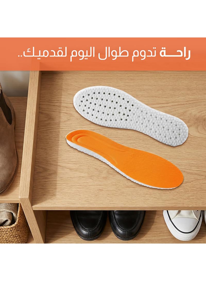 Tishta Orthopedic Shoe Insole for Men - Cushioned Support - Cut-to-Size (41-46) - (Orange-White) - (1 Pair) (Silicone) - Image 2