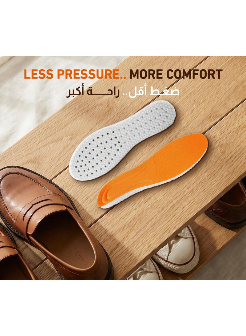 Tishta Orthopedic Shoe Insole for Men - Cushioned Support - Cut-to-Size (41-46) - (Orange-White) - (1 Pair) (Silicone) - Image 3
