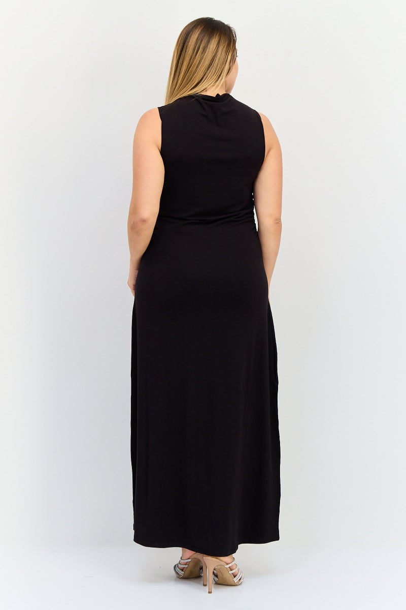 Kathy Ireland Women Solid Midi Dress, Black  - Image 3