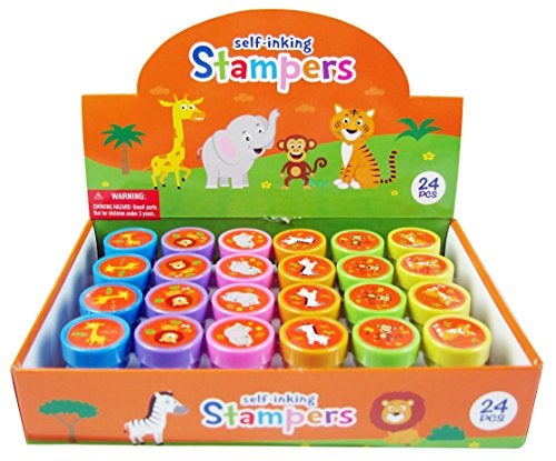 TINYMILLS 24 Pcs Zoo Jungle Safari Animals Stampers for Kids Fun Jungle Book Animals Birthday Party Supplies Goodie Bag Stuffers Pinata Fillers Party Favor Bag Fillers - Image 1
