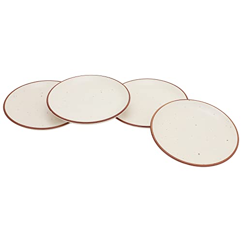 Crock Comforts Ceramic Handcrafted Stoneware Ribbed Cream Matte Quarter Plate for Dinner(7 inch)-Set of 4(Microwave & Dishwasher Safe,CC-WQP4) - Image 2