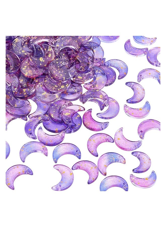 200 Pcs Crystal Charms Moon Pendants Crescent Shape Glass Tiny Hanging Pendants with Gold Foil Small Moon Pendant with Storage Box for Jewelry Making DIY Craft Beads Necklace Earrings, 16 x 11.5 mm - Image 1