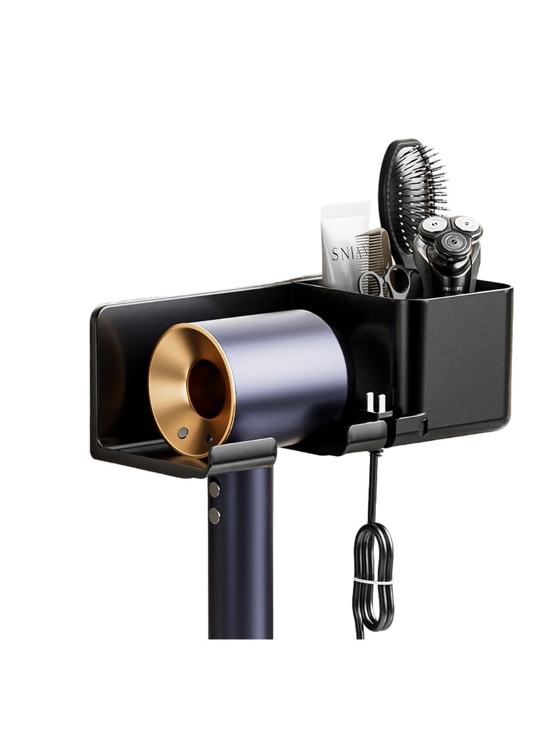 Hair Dryer Holder Wall Mounted Bathroom Hair Styling Care Tool Organizer with Storage and Cable Holder Multi-Functional Hair Dryer Storage Rack for Bathroom Bedroom Hair Salons - Image 2