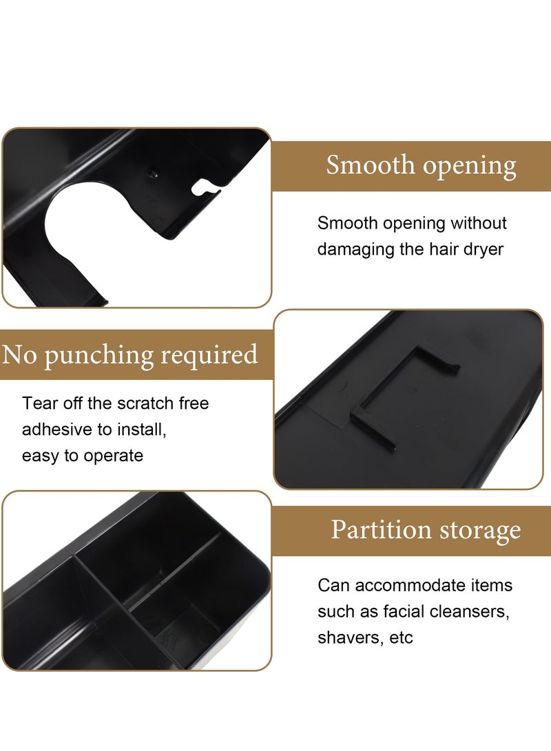 Hair Dryer Holder Wall Mounted Bathroom Hair Styling Care Tool Organizer with Storage and Cable Holder Multi-Functional Hair Dryer Storage Rack for Bathroom Bedroom Hair Salons - Image 5