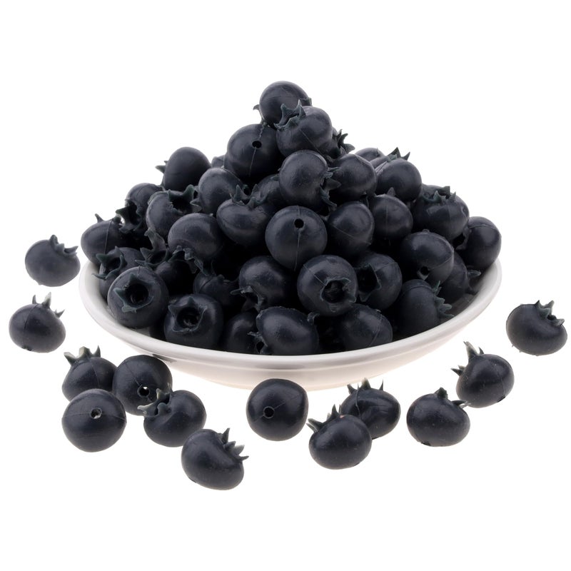 Gresorth 50 PCS Fake Blueberries Artificial Blue Berries Model Lifelike Faux Berries Plastic Fruit Decoration Home Display Photography Baking Party