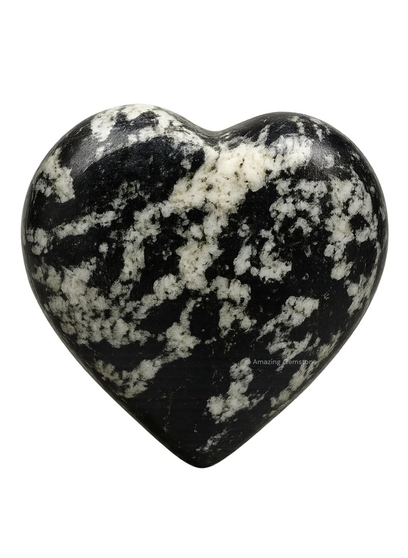 Amazing Gemstone Black  White Tourmaline Crystal Heart Palm Stone  Pocket Massage Worry Stone for Natural Body Chakra Balancing Reiki Healing and Crystal Grid 