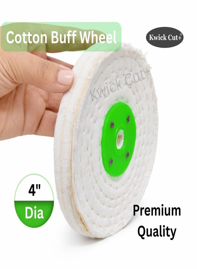 KWICK CUT + Kwick Cut+ White Cotton Buffing Wheel 4 Inch x 1/2 Inch (12mm) full stiched | Polishing Buff Wheel for SS, Aluminum, Brass, Copper & Jewelry | Abrasive Polishing Wheel - Image 3