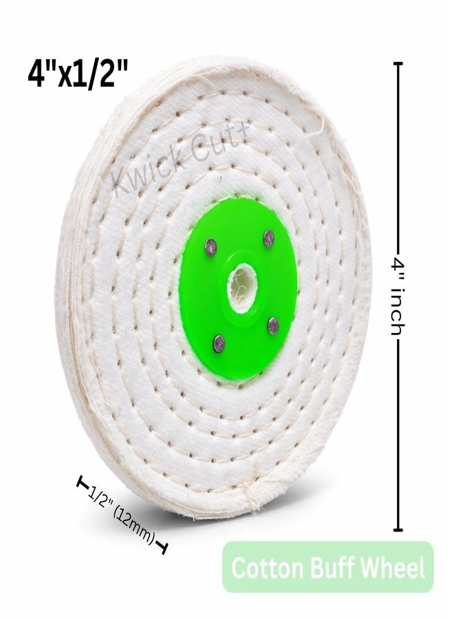 KWICK CUT + Kwick Cut+ White Cotton Buffing Wheel 4 Inch x 1/2 Inch (12mm) full stiched | Polishing Buff Wheel for SS, Aluminum, Brass, Copper & Jewelry | Abrasive Polishing Wheel - Image 4