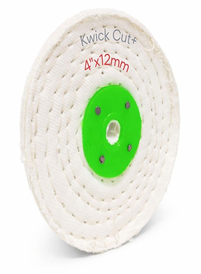 KWICK CUT + Kwick Cut+ White Cotton Buffing Wheel 4 Inch x 1/2 Inch (12mm) full stiched | Polishing Buff Wheel for SS, Aluminum, Brass, Copper & Jewelry | Abrasive Polishing Wheel - Image 1