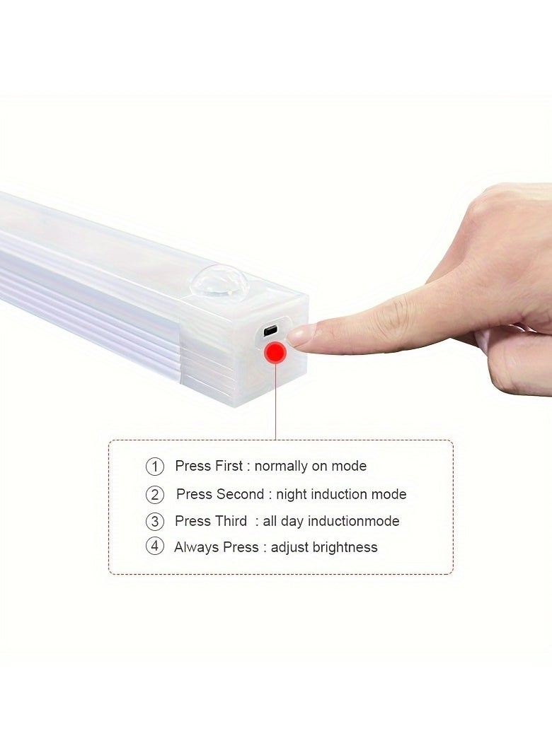 Wireless LED Motion Sensor Light Bar – USB Rechargeable, Magnetic Under Cabinet Lighting for Kitchen, Stairs, Hallway, and Wardrobe with Auto On/Off & Emergency Lighting, Portable, Touch-Controlled, Indoor Motion Sensor Light (10CM Size, Warm Light)