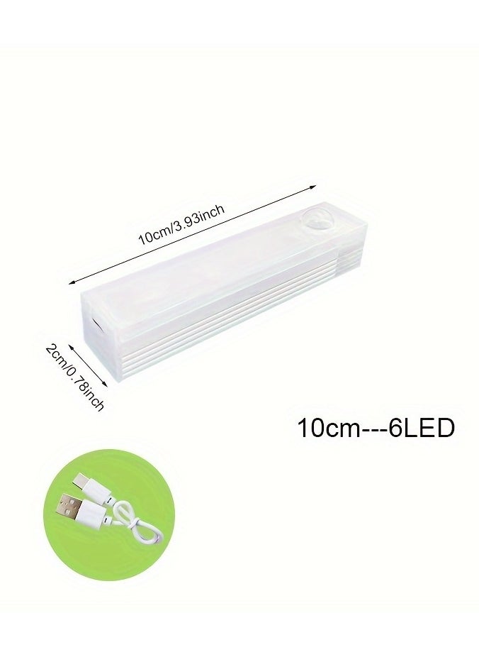 Wireless LED Motion Sensor Light Bar – USB Rechargeable, Magnetic Under Cabinet Lighting for Kitchen, Stairs, Hallway, and Wardrobe with Auto On/Off & Emergency Lighting, Portable, Touch-Controlled, Indoor Motion Sensor Light (10CM Size, Warm Light)