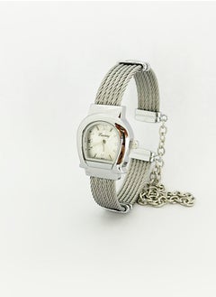 Silver bracelet with white dial