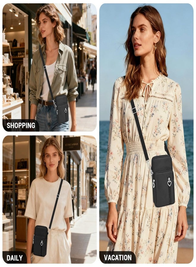 حقائب كروس صغيرة من YINHEXI للنساء، عصرية، محفظة كروس صغيرة بثلاثة أقسام للهاتف المحمول (أسود-02) - Image 2