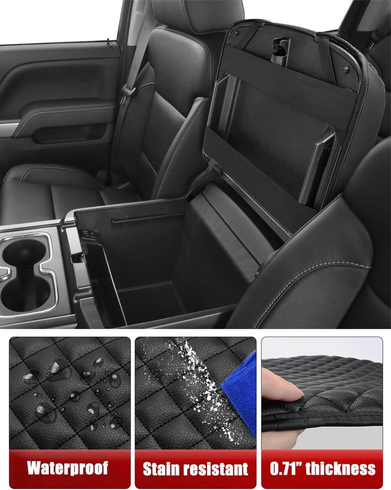 KBH Center Console Armrest Cover for Chevy Silverado, GMC Sierra 1500 2500 3500 2014-2018 & Tahoe Yukon Suburban 2015-2020, Vinyl Leather Trim, Floor Console Bucket Seat, Black - Image 5