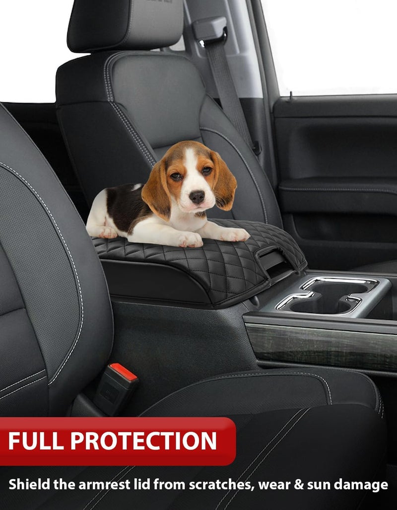 KBH Center Console Armrest Cover for Chevy Silverado, GMC Sierra 1500 2500 3500 2014-2018 & Tahoe Yukon Suburban 2015-2020, Vinyl Leather Trim, Floor Console Bucket Seat, Black - Image 4