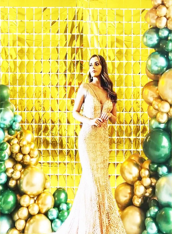 Prudance 2Pcs Gold Foil Fringe Square Curtain Party Decorations,Sequin Square Curtain Photo Backdrop Props Suitable for Birthday Party Bachelorette Engagement Christmas New Years Decor (3.3 x 6.6 Ft) - Image 4
