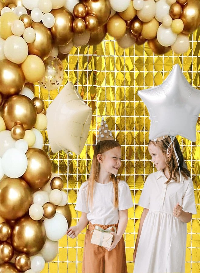 Prudance 2Pcs Gold Foil Fringe Square Curtain Party Decorations,Sequin Square Curtain Photo Backdrop Props Suitable for Birthday Party Bachelorette Engagement Christmas New Years Decor (3.3 x 6.6 Ft) - Image 5