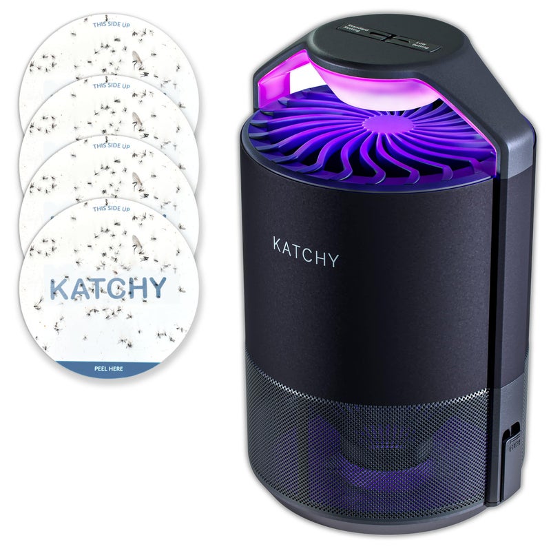 Katchy Flying Insect Trap Indoor â€“ Catcher & Killer for Mosquito, Fruit Fly, Gnat & Small Moth â€“ Non-Zapper with Suction & Blue Light â€“ Ideal for Indoor Spaces, Kitchen & Plants (Original, Black) - Image 1