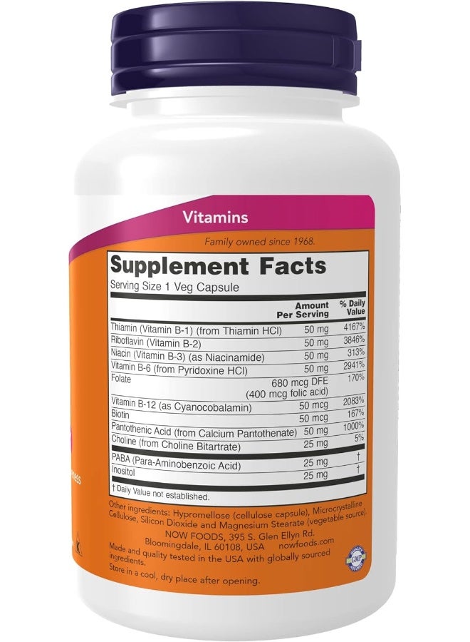 Now Foods Vitamin B, 50 Mg 100 Veg Capsules - Image 2