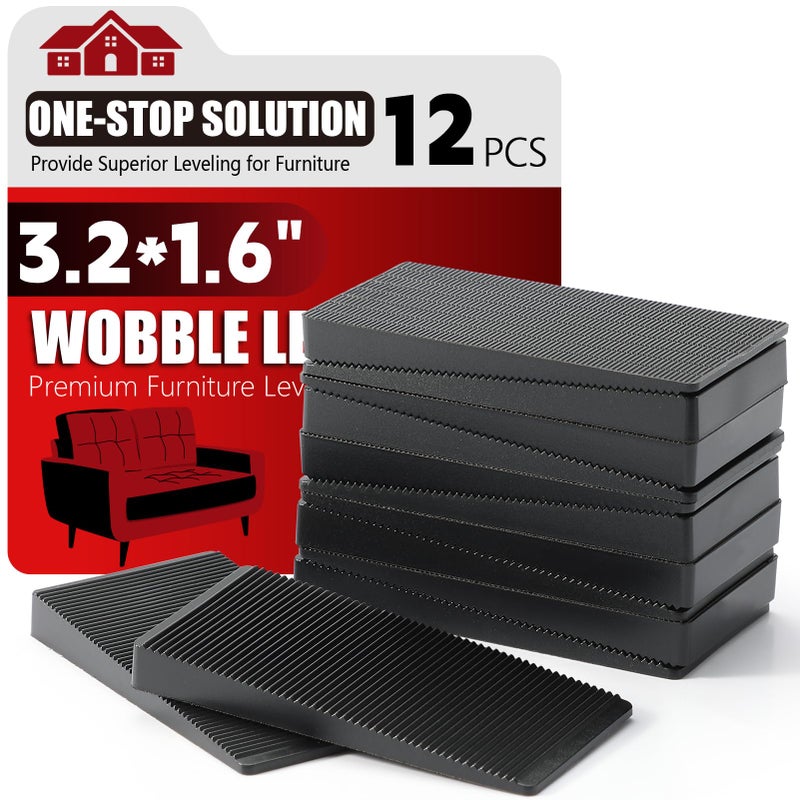 PROPA Furniture Leveler 12Pcs Kit Size Variety | Multi-Purpose Rubber Shim For Leveling Feet Stable | Anti-Wobble Pad For Uneven Table  Dresser Leg  Toliet And More Furniture | Prevent From Wobbling - Image 1
