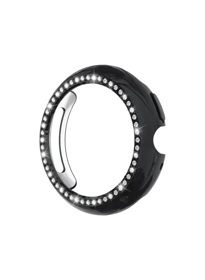 Google Pixel Watch 4 45mm Black Rhinestone PC Case Anti Scratch Screen Protector - Image 4