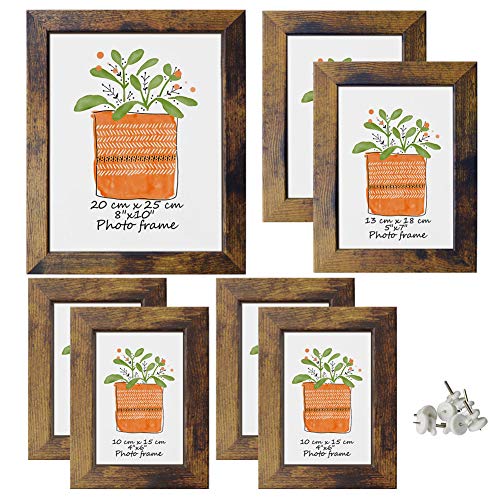 PETAFLOP Gallery Wall Frame Set 7 Pack Distressed Picture Frame Set, One 8x10, Two 5x7, Four 4x6 Picture Frames - Image 1