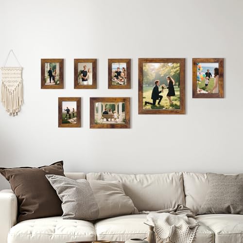 PETAFLOP Gallery Wall Frame Set 7 Pack Distressed Picture Frame Set, One 8x10, Two 5x7, Four 4x6 Picture Frames - Image 4
