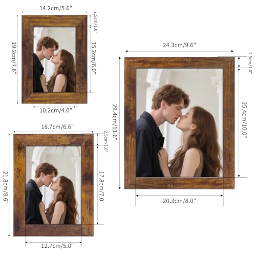 PETAFLOP Gallery Wall Frame Set 7 Pack Distressed Picture Frame Set, One 8x10, Two 5x7, Four 4x6 Picture Frames - Image 2
