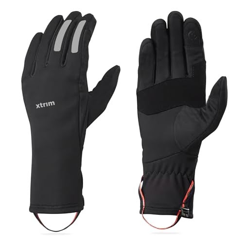 XTRIM Unisex Trekking Gloves for Bike Riding with Touchscreen Finger, Stretchable, Pairing Buckle, Breathable Mesh Fabric, Biking Gloves for Men, Woolen, Thermal Gloves (Black, 1 Pair) - Image 1