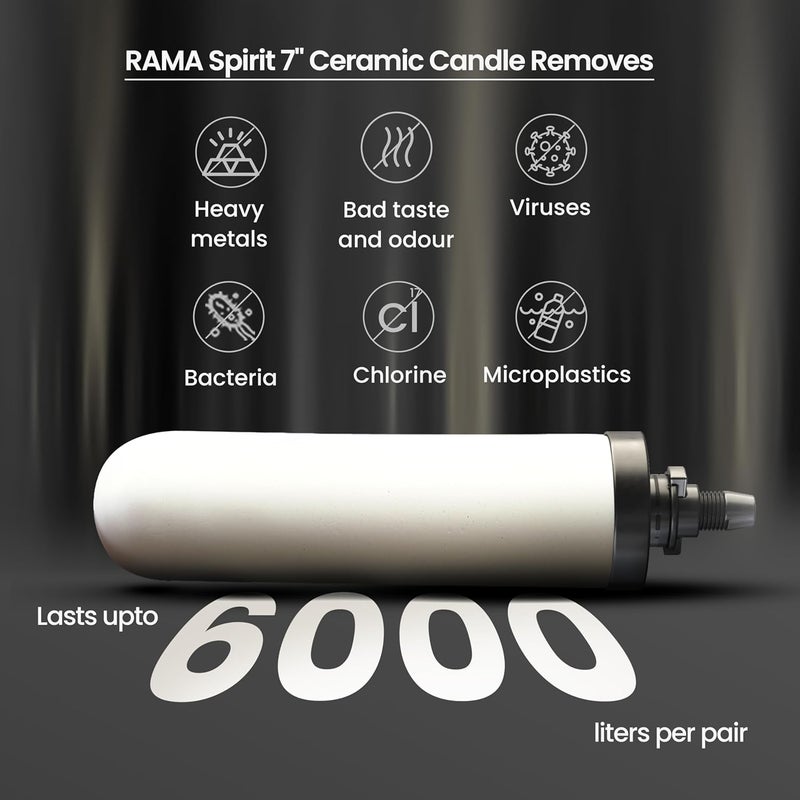 RAMA Spirit 7" Ceramic Candle for Stainless Steel Water Filter and Purifier for Home, Advanced 3 Stages Filtration, UK Technology with Activated Carbon- Pack of 2 - Image 4
