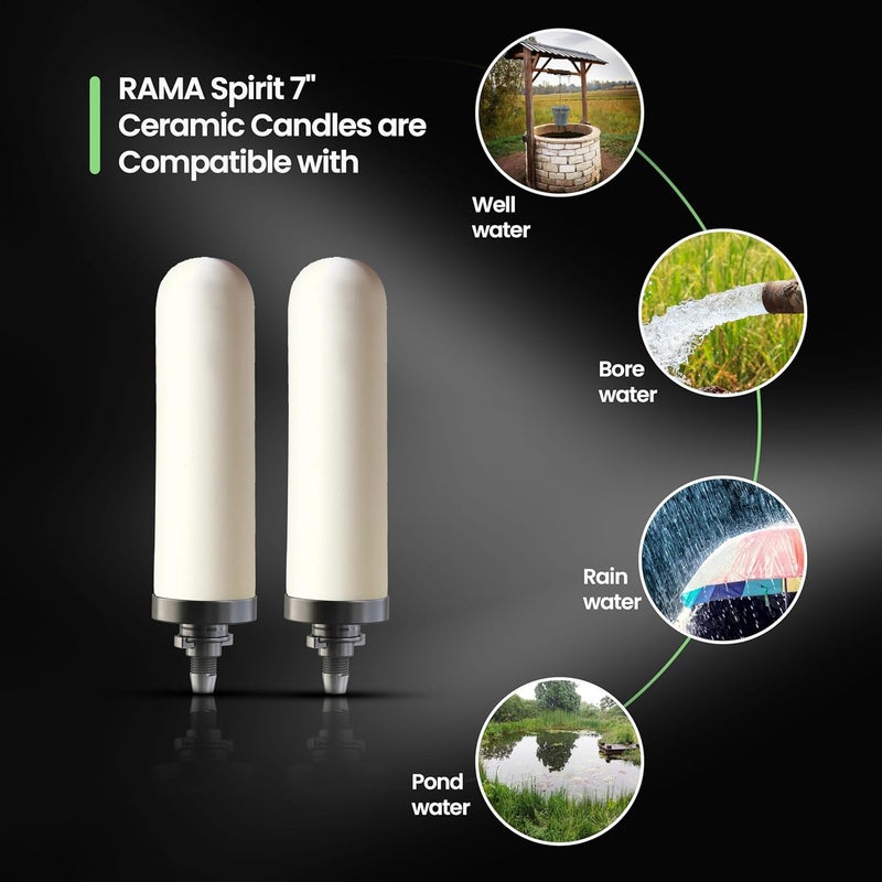 RAMA Spirit 7" Ceramic Candle for Stainless Steel Water Filter and Purifier for Home, Advanced 3 Stages Filtration, UK Technology with Activated Carbon- Pack of 2 - Image 5