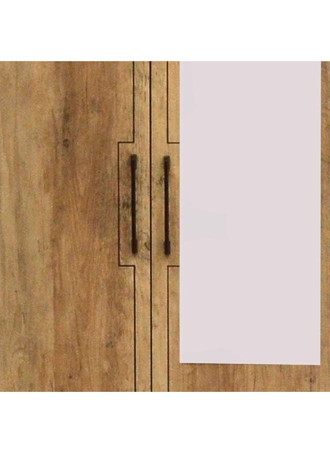 DANUBE HOME Swann 3-Door Wardrobe With Mirror For Hanging Clothes Extra Sturdy Rack Storage Organiser Modern Design Space Saving Cabinets For Bedroom - Summer Oak/Pearl White  - Image 2