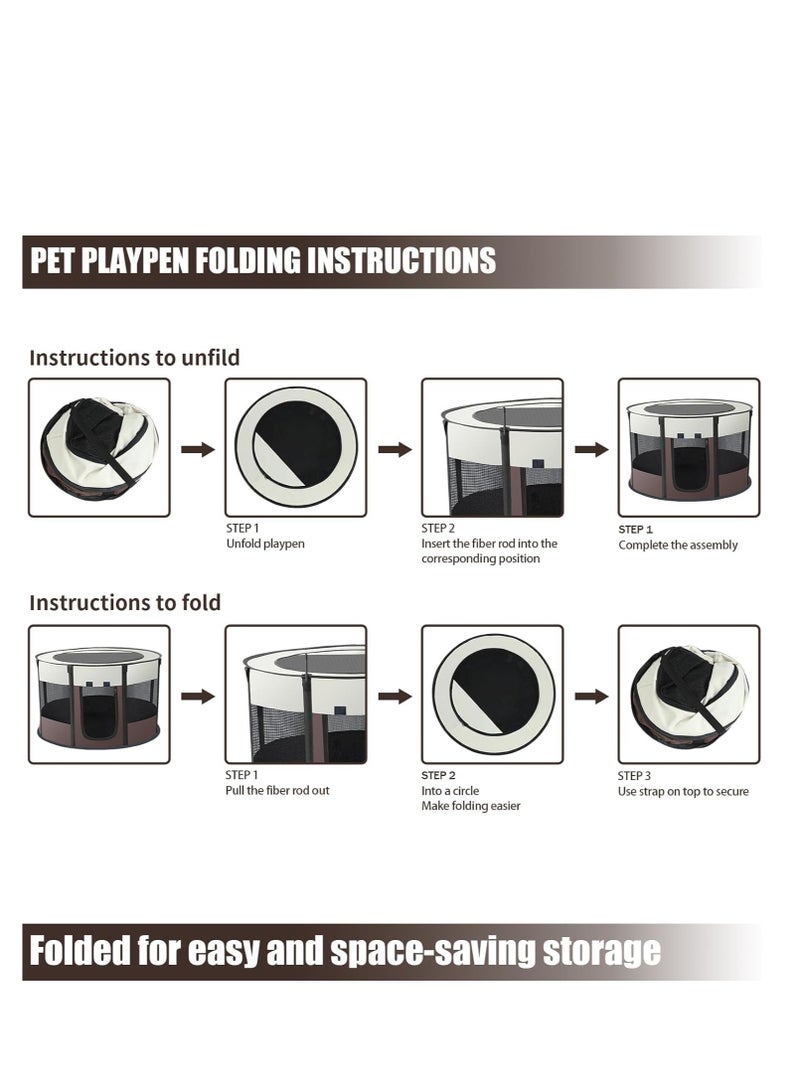TRASSLE Portable Pet Playpen, Foldable Cats Exercise Enclosure Pen Tents Cat Delivery Isolation Room Dog Crates Kennel House Great for Indoor Outdoor Travel Use Kitten Puppy Rabbit - Image 4