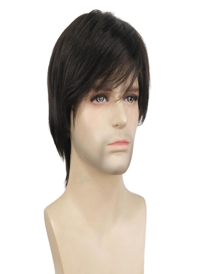 ايمول شعر مستعار قصير مستقيم للرجال من Aimole، شعر صناعي طبيعي، 6 بوصات (4 بني داكن) - Image 2