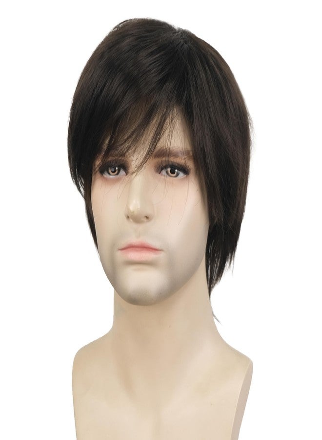 ايمول شعر مستعار قصير مستقيم للرجال من Aimole، شعر صناعي طبيعي، 6 بوصات (4 بني داكن) - Image 3