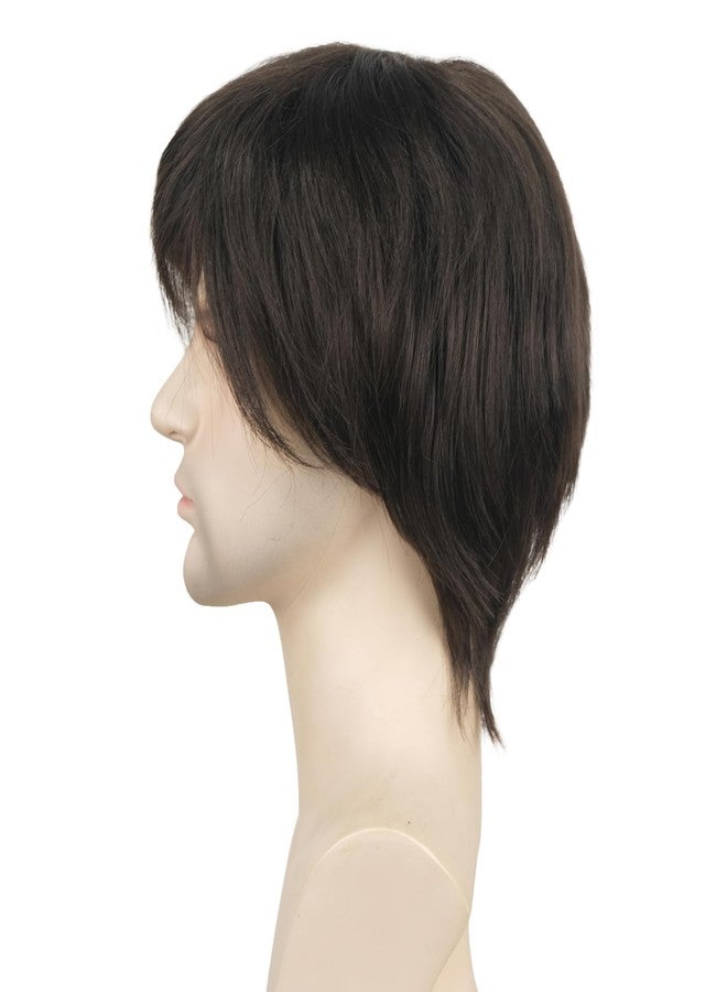 ايمول شعر مستعار قصير مستقيم للرجال من Aimole، شعر صناعي طبيعي، 6 بوصات (4 بني داكن) - Image 4