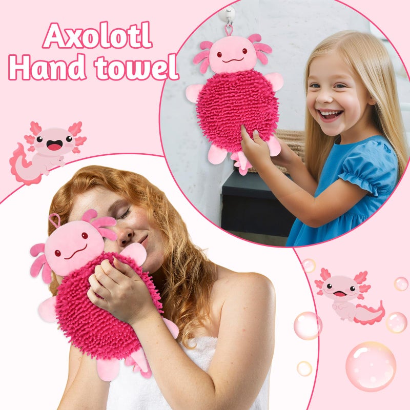 JEROKUMI Axolotl Hand Towel for Bathroom Kitchen - Cute Hanging Face Towels Super Absorbent Chenille, Funny Decorative Towel, Kawaii Holiday Christmas Birthday Gifts for Women, Moms, Kids - Image 4