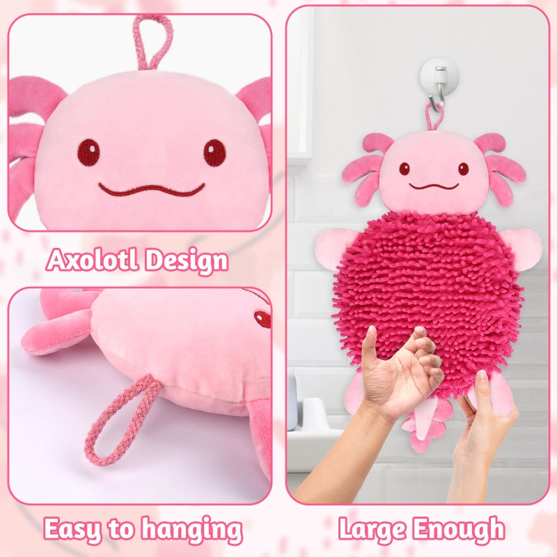 JEROKUMI Axolotl Hand Towel for Bathroom Kitchen - Cute Hanging Face Towels Super Absorbent Chenille, Funny Decorative Towel, Kawaii Holiday Christmas Birthday Gifts for Women, Moms, Kids - Image 5