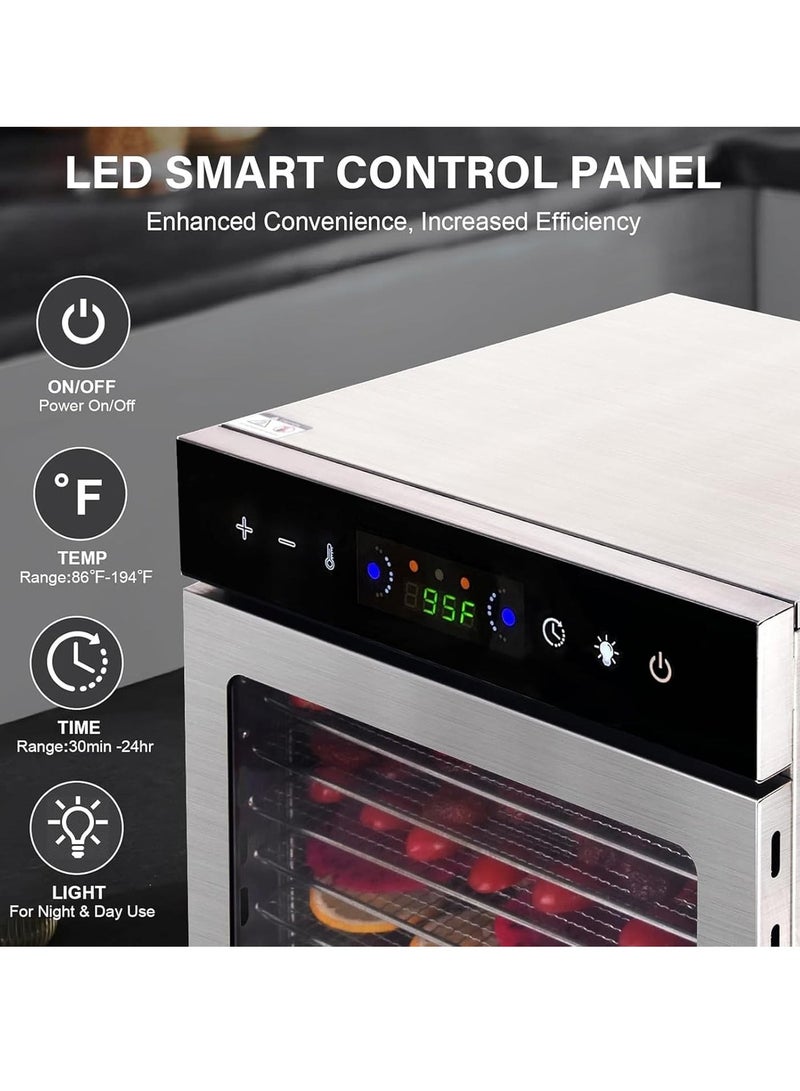 ET-LIFE Food Dehydrator Machine, 6 Layer Stainless Steel Trays Jerky Dryer with Digital Adjustable Timer & Temperature Control, 194°F Dehydrated Dryer for Fruit, Herbs, Meat, Vegetables, Dog Treats, Yogurt - Image 3