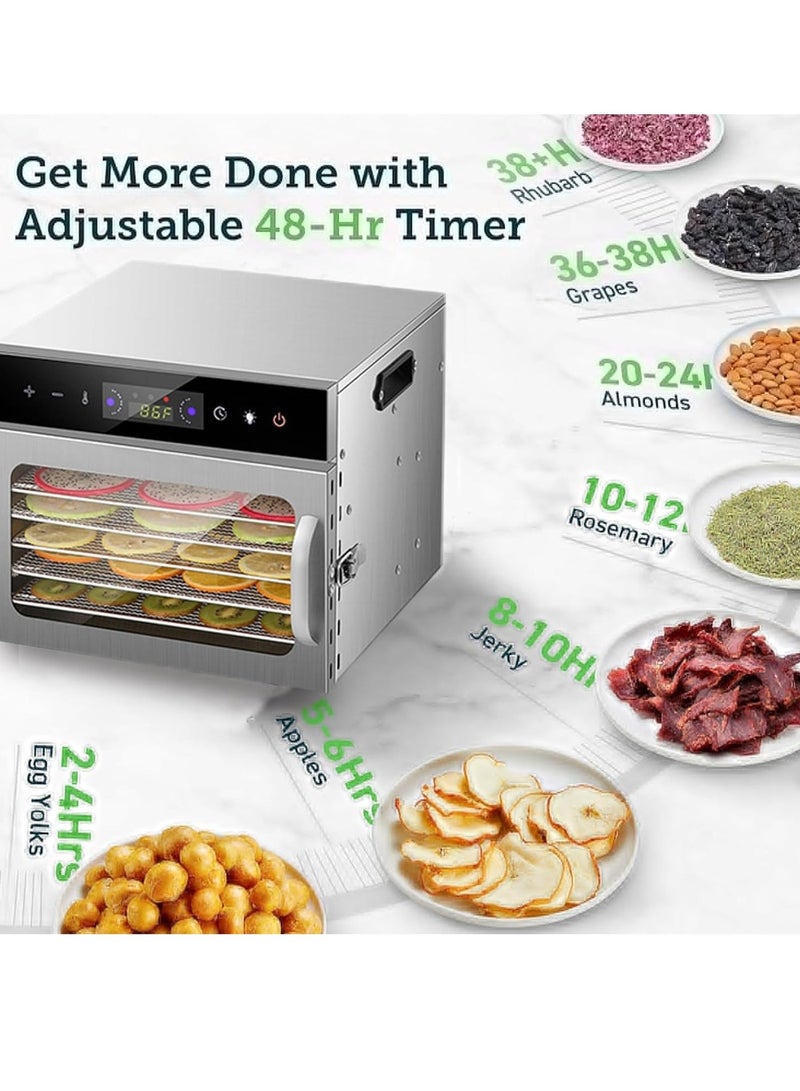 ET-LIFE Food Dehydrator Machine, 6 Layer Stainless Steel Trays Jerky Dryer with Digital Adjustable Timer & Temperature Control, 194°F Dehydrated Dryer for Fruit, Herbs, Meat, Vegetables, Dog Treats, Yogurt - Image 4